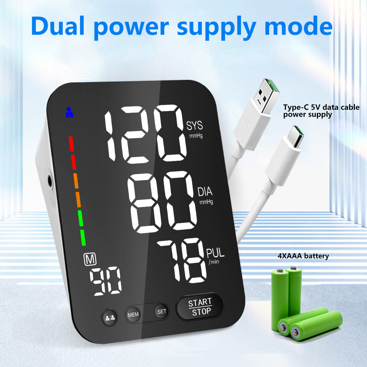 URION Large LED Display Screen Smart Sphygmomanometer Upper Arm Blood Pressure Machine