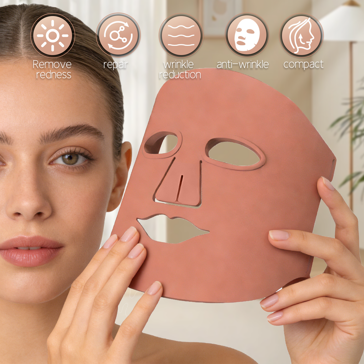 URION Led Light Therapy Mask 4 Color Soft Silicone Led Facial Care Infrared Therapy Mask