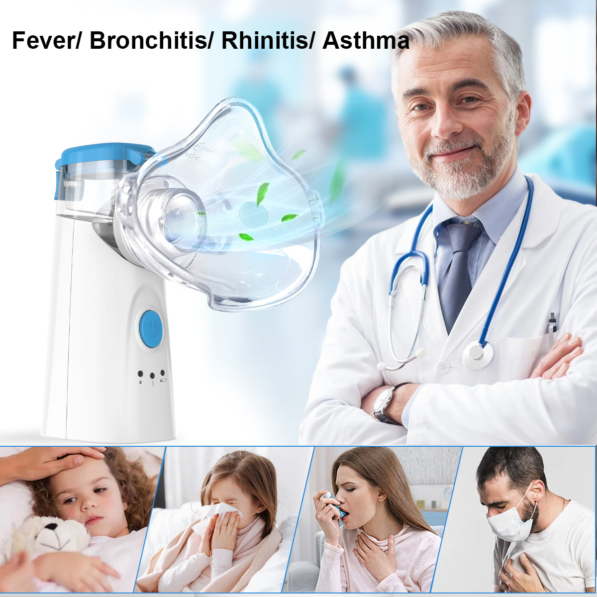 URION Handheld Inhaler Travel Silent Nebulizador Machine Kit Kids Adults Asthma Medical Portable Ultrasonic Mesh Nebulizer