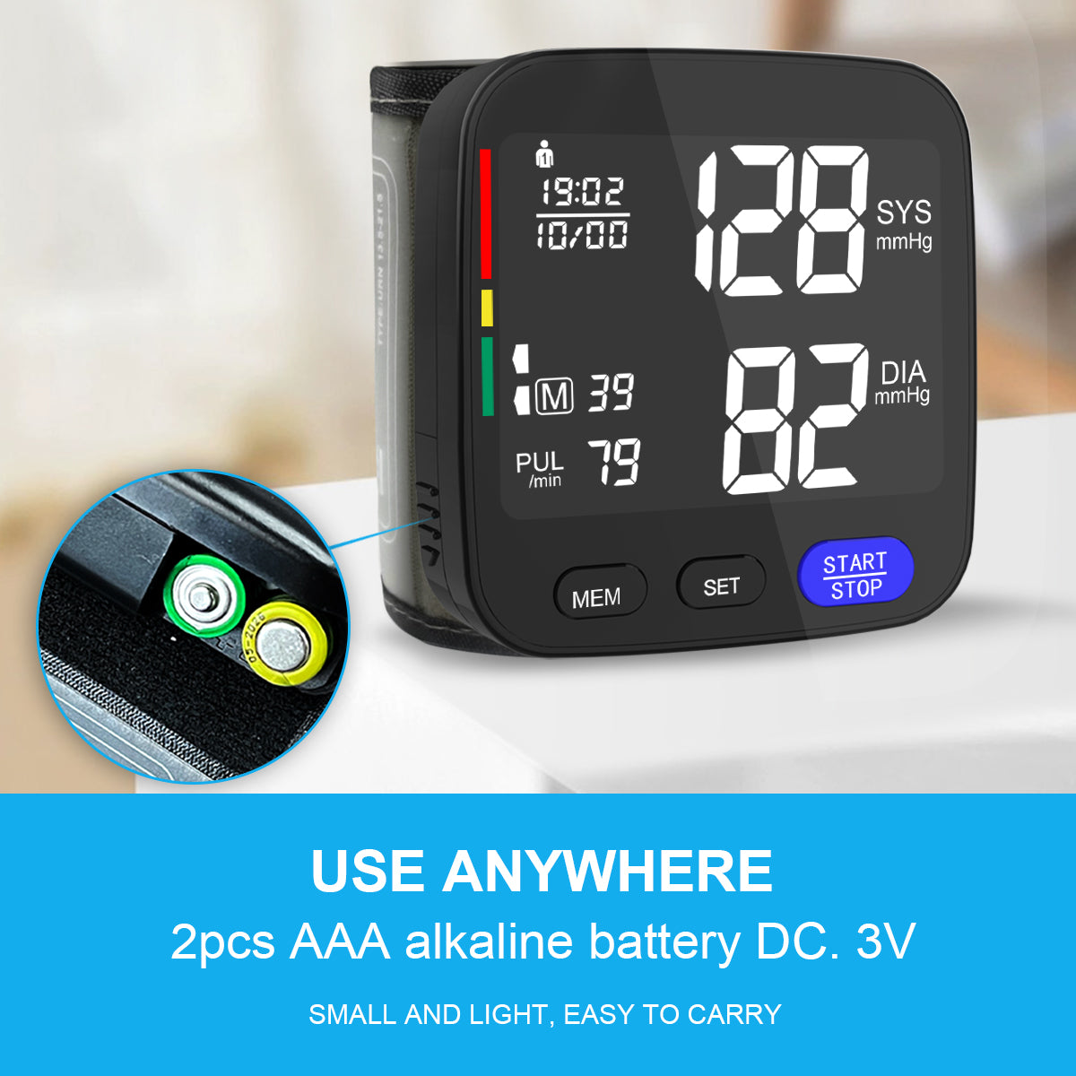 URION Wrist Type Digital Smart Automatic Sphygmomanometer Wrist Blood Pressure Monitor