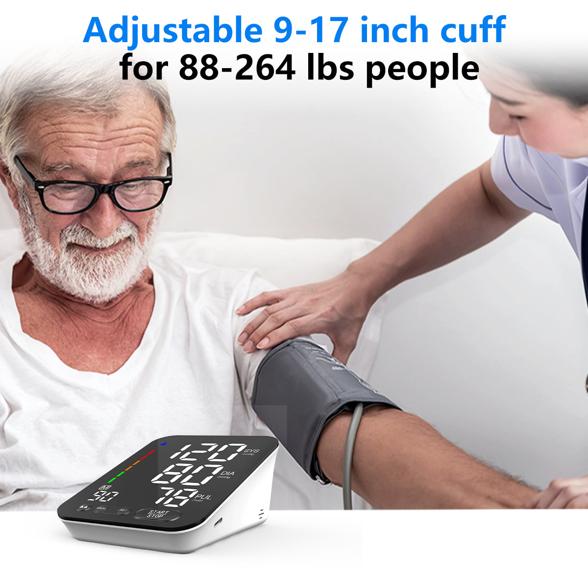 URION Large LED Display Screen Smart Sphygmomanometer Upper Arm Blood Pressure Machine